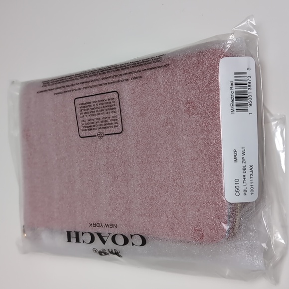 Coach C5610 Double Zip Leather Wallet Gold/Electric Red (Firm Price) - Picture 2 of 12